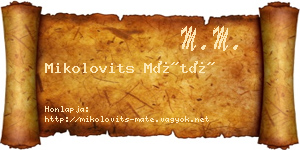 Mikolovits Máté névjegykártya
