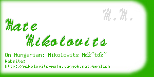 mate mikolovits business card